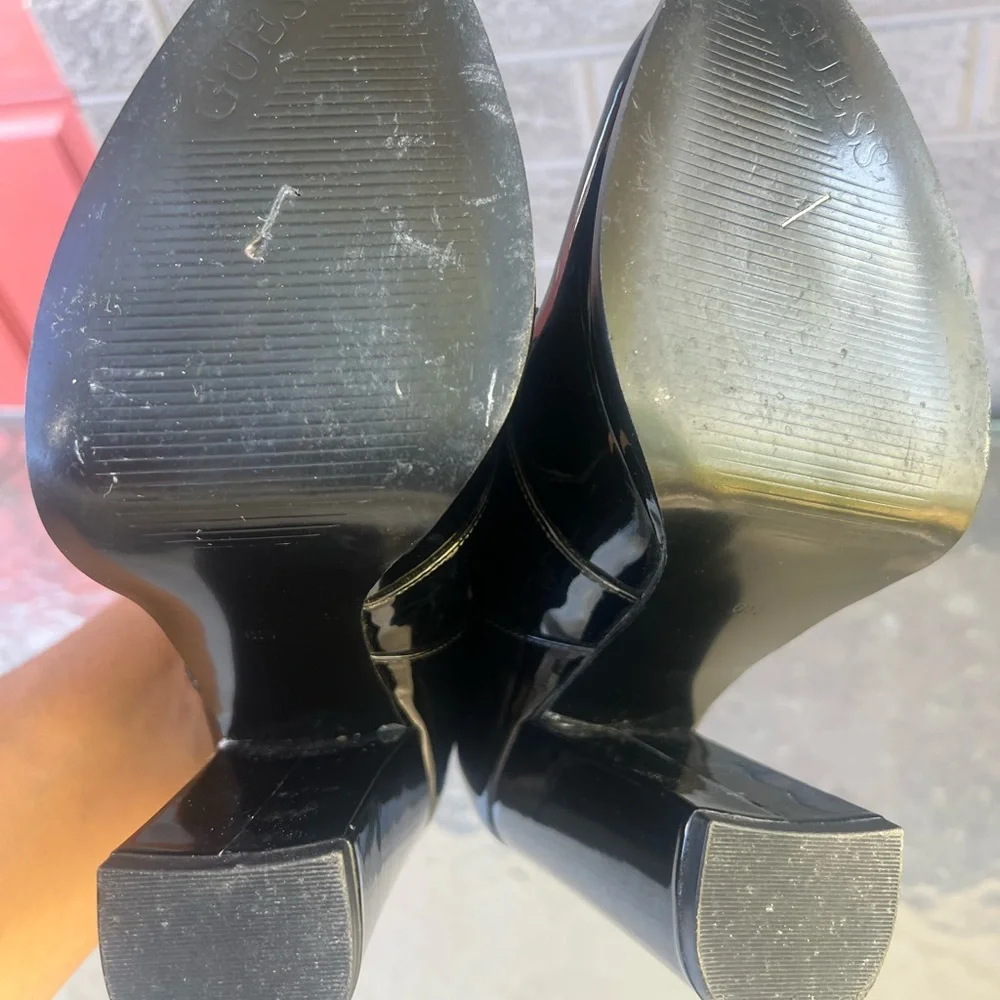 Guess Black Patent Leather Ankle Boots